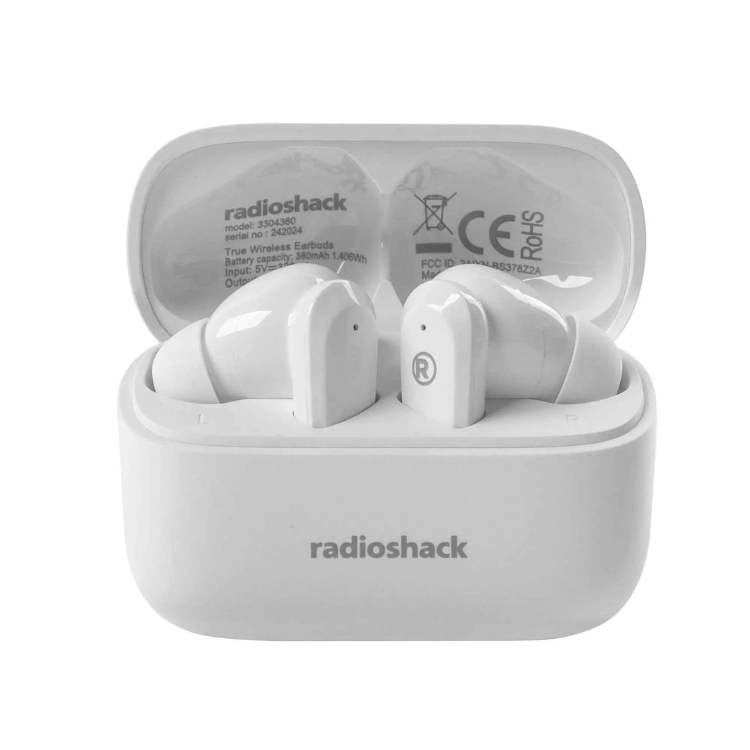 RadioShack Wireless Headphones Active Noise Cancelling Over Ear Headphones ENC IPX5 Water Resistant Bluetooth Headphones with 380MAH Battery White