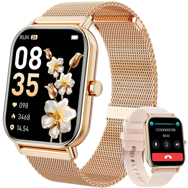 Smart Watch for Women Men Fitness Tracker Watch for Android Phones iPhone Compatible 1.85" Smart Watches for Women Men with Blood Pressure Heart Rate Monitor 110+ Sport Modes Smartwatch (2 Strap)