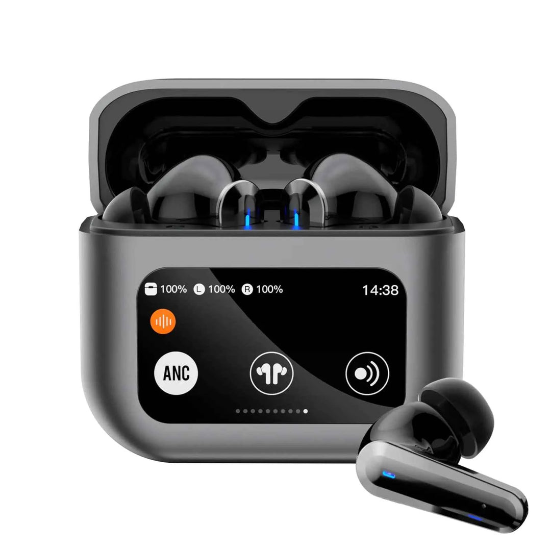 Touch Screen Active Noise Cancelling Wireless Bluetooth Earbuds with Screen Gaming Earbuds Touchscreen Water Proof Blue Tooth Ear Buds Head Phones Wireless Earphones Headphones for iPhone Android