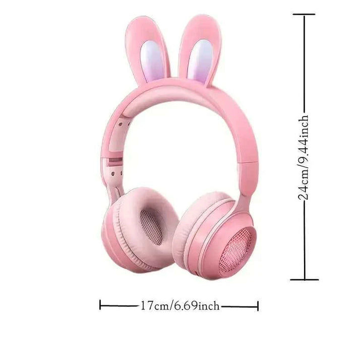 Cute Rabbit Wireless Headphones with RGB LED for Kids