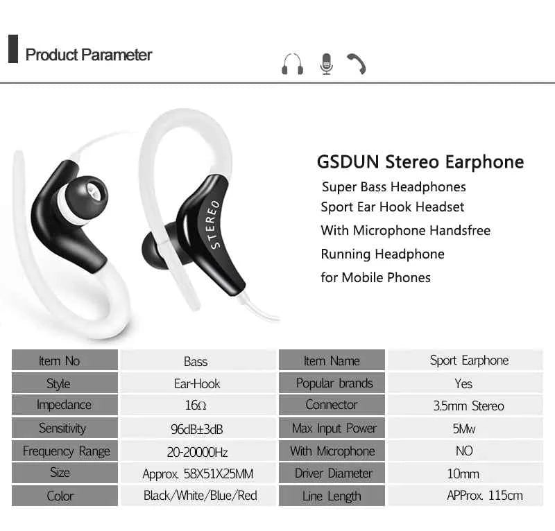 Universal In-Ear Sports Headphones with Microphone