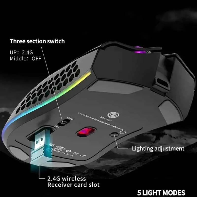 BM600 Rechargeable Wireless RGB Gaming Mouse for PC