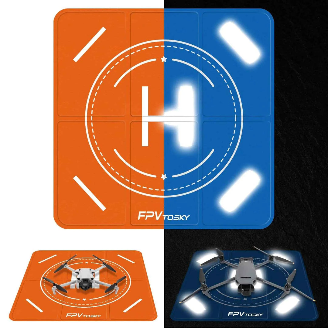 FPVtosky Nighttime Reflective Drone Landing Pad Portable 20"(51cm) Fast-fold Double Sided Waterproof Landig Pad Weighted for DJI Neo/Mini 4k/Mini 4 Pro/Mini 3/Air 3S/Avata 2/Mavic 3 Pro Drones etc