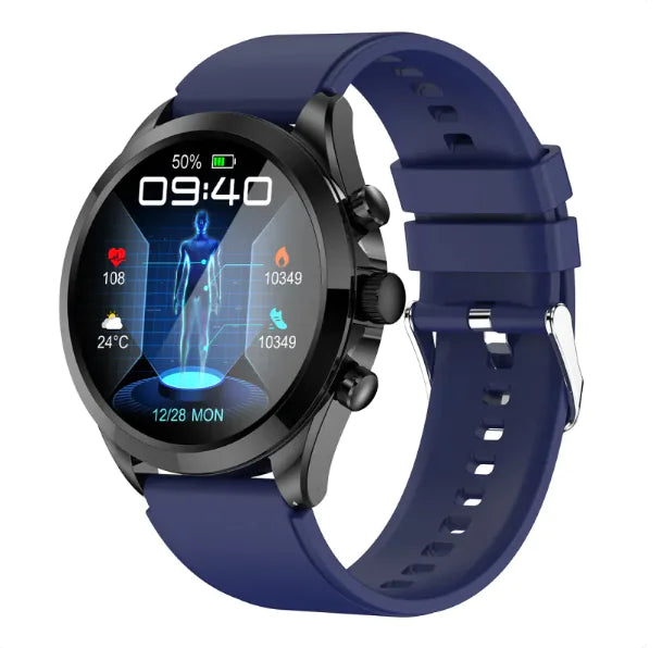 Gizmocadia fitness smart watch with blue strap and digital health monitoring display