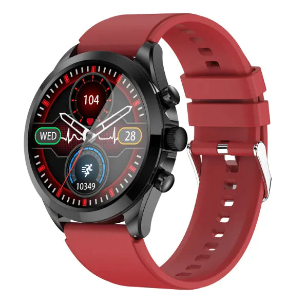 Gizmocadia fitness smart watch with red strap heart rate and step tracking features