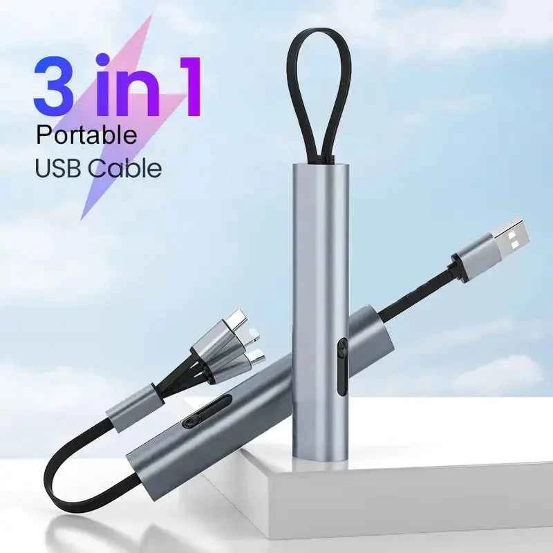 Portable Telescopic Data Cable - Type-C, Micro, Apple