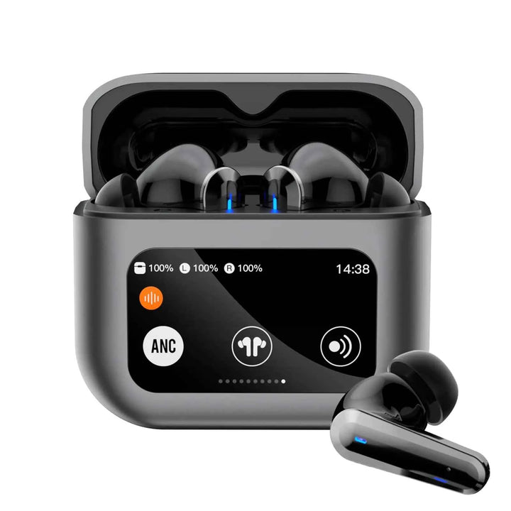 Touch Screen Active Noise Cancelling Wireless Bluetooth Earbuds with Screen Gaming Earbuds Touchscreen Water Proof Blue Tooth Ear Buds Head Phones Wireless Earphones Headphones for iPhone Android