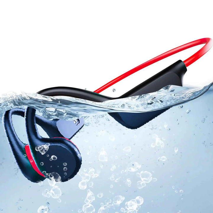 Atopskins Waterproof Headphones for Swimming lPX8 Swimming Headphones with 32GB MP3 Underwater Headphones for Swimming Bluetooth 5.3 Bone Conduction Headphones Waterproof Swimming for Sport (Red)