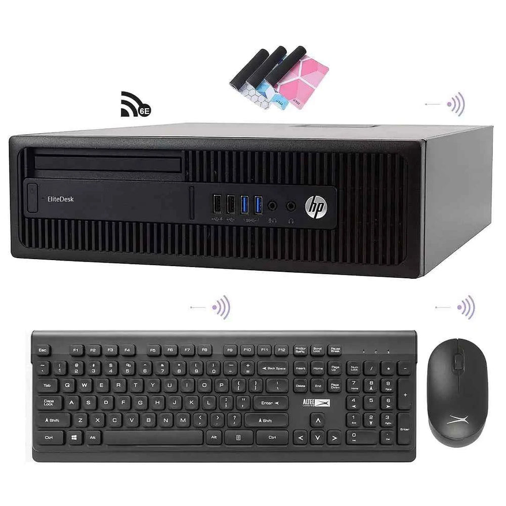 HP EliteDesk 800 G2 Refurbished Desktop Computers Small Form Factor PCi7 16GB Ram 256GB SSDAX210 Built-in WiFiDual Monitor SupportHDMIDVD-RWWin10 ProWireless K&M Brand TJJ Mouse Pad(Renewed)