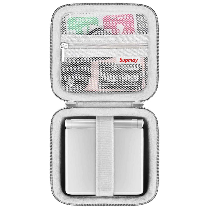 Supmay Hard Carrying Case for RG35XXSP Retro Handheld Game Console Retro Game Travel Storage Holder with Mesh Bag for SD Card USB Charging Cable User Manual Grey